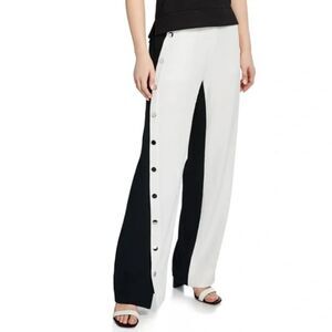 Derek Lam 10 Crosby Asymmetrical Black / White Side Snap Women's Pants, Size 14